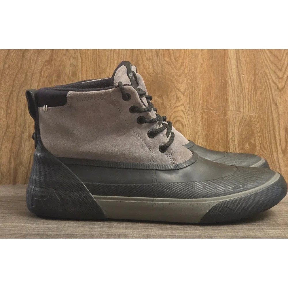 Sperry Cutwater Waterproof Insulated Deck Boots Mens Size 10.5 Gray Black